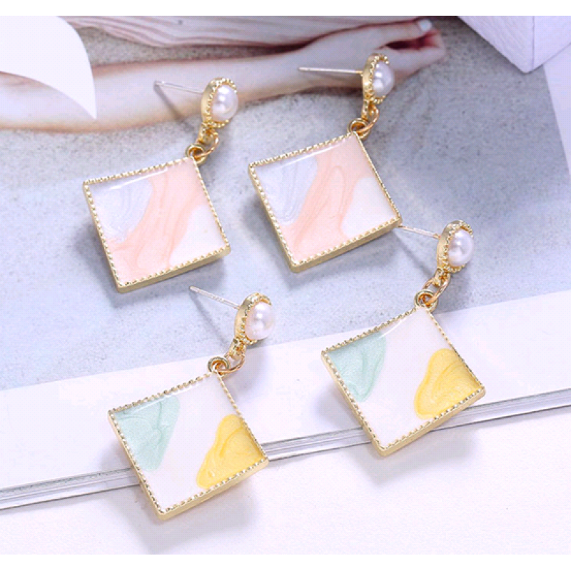 Korean Fashion Sweet And Simple Geometric Square Personality Temperament Earrings Nhsc216997