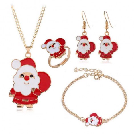 Ashion Metal Christmas Series Combination Fourpiece Set Necklace Earring Ring Bracelet Set Wholesale Nhsc217022