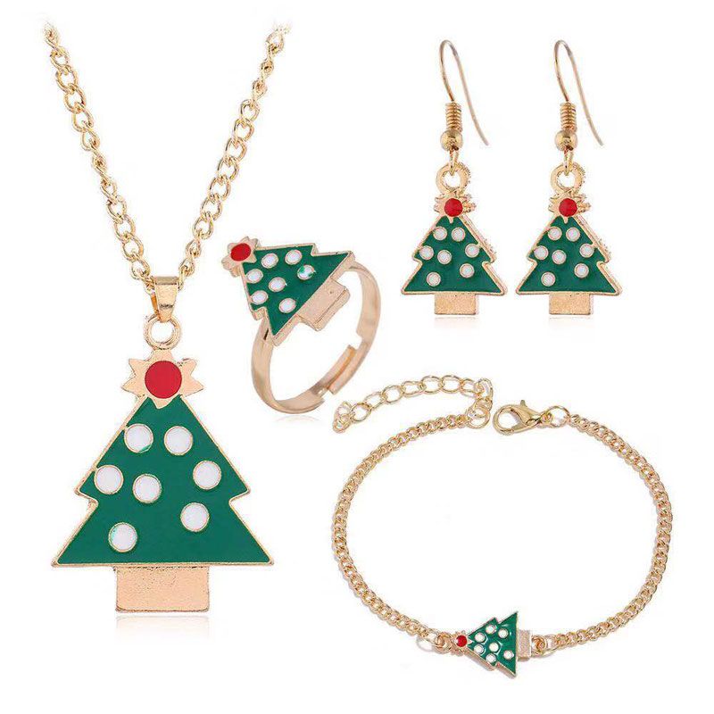 Fashion Metal Christmas Jewelry Set Fourpiece Set Necklace Earring Ring Bracelet Set Wholesale Nhsc217286