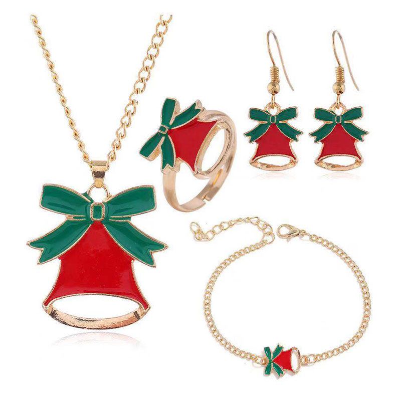 Fashion Metal Christmas Series Combination Fourpiece Set Necklace Earring Ring Bracelet Set Wholesale Nhsc217287