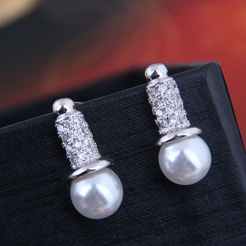 Exquisite 925 Silver Post Korean Fashion Copper Micro Inlay Zircon Earrings Wholesale Nhsc218100