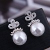 Exquisite 925 Silver Post Korean Fashion Copper Micro Inlay Zircon Pearl Earrings Wholesale Nhsc218101