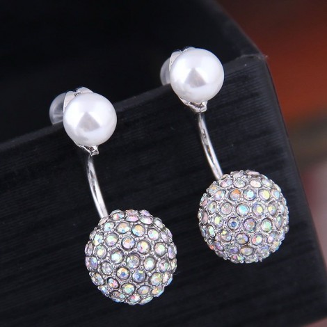 Exquisite 925 Silver Needle Korean Fashion Sweet Inlaid Zirconium Bright Beads Personality Earring Wholesale Nhsc218102