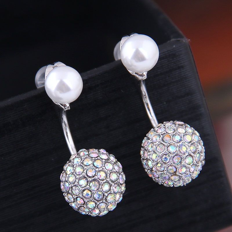Exquisite 925 Silver Needle Korean Fashion Sweet Inlaid Zirconium Bright Beads Personality Earring Wholesale Nhsc218102