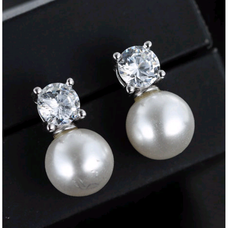 Exquisite Korean Fashion Sweet Zircon Personality Pearl Stud Earrings Wholesale Nhsc218104
