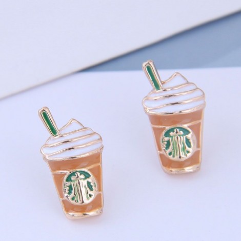 Silver Post Exquisite Korean Fashion Sweet Simple Milk Tea Cup Personalized Ear Studs Wholesale Toppinggoods Nhsc219044