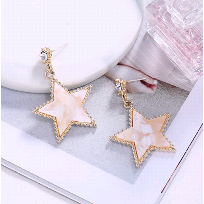 Korean Fashion Metal Sweet And Simple Fivepointed Star Earrings Nhsc219068