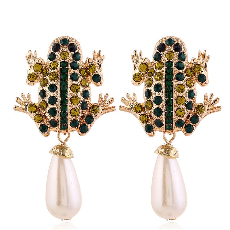 Fashion Metal Simple Flash Diamond Frog Drop Temperament Earrings  Wholesale Toppinggoods Nhsc221630