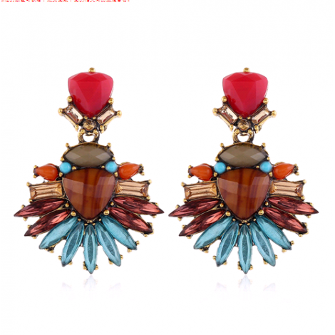 Fashion Metal Simple Color Gems Temperament Exaggerated Earrings  Wholesale Toppinggoods Nhsc221633