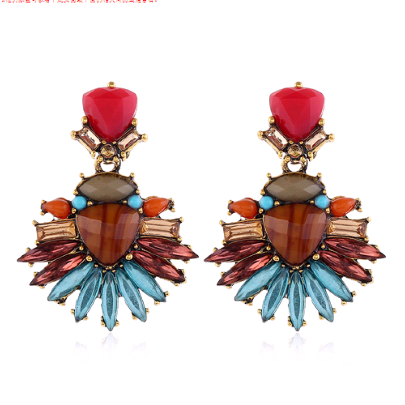 Fashion Metal Simple Color Gems Temperament Exaggerated Earrings  Wholesale Toppinggoods Nhsc221633