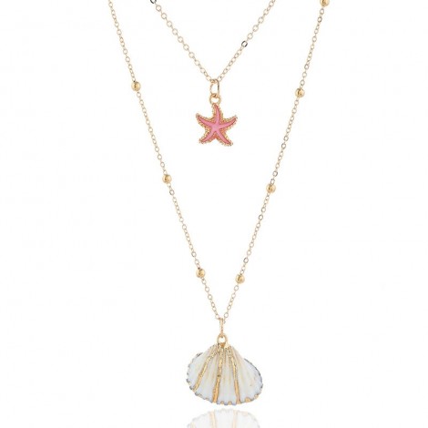 Fashion Metal Simple Seashell Accessories Double Temperament Personality Necklace Wholesale Niihaojewelry Nhsc223409