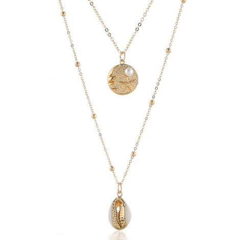 Fashion Metal Simple Seashell Accessories Double Temperament Personality Necklace Wholesale Niihaojewelry Nhsc223412