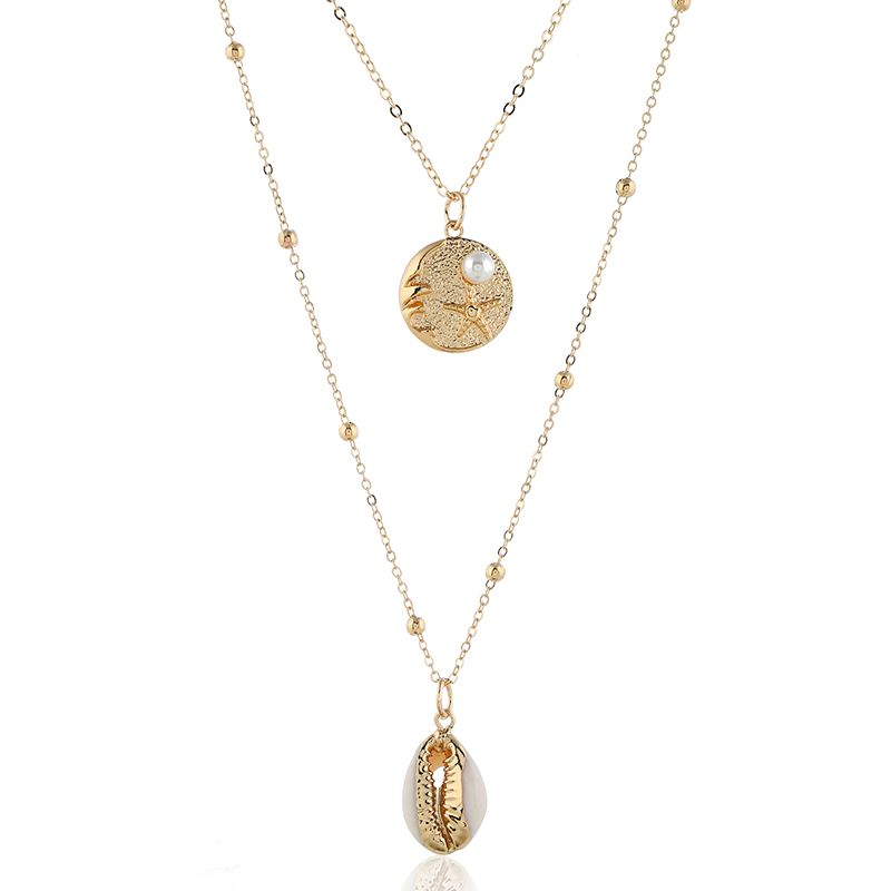 Fashion Metal Simple Seashell Accessories Double Temperament Personality Necklace Wholesale Niihaojewelry Nhsc223412