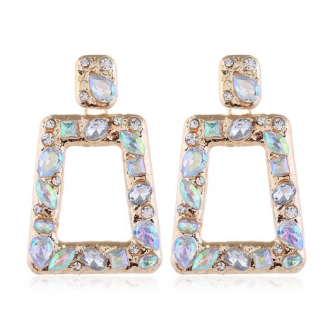 Metal Simple Geometric Shape Shine Gem Temperament Exaggerated Earrings Wholesale Toppinggoods Nhsc225006