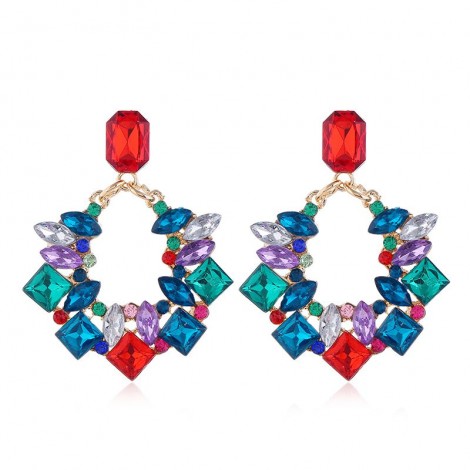 Metal Simple And Brilliant Sparkle Gems Exaggerated Stud Earrings Wholesale Toppinggoods Nhsc225007