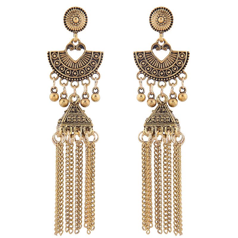 New Retro Texture Bohemian Celebrity Style Simple Bells Drip Tassel Temperament Earrings Wholesale Toppinggoods Nhsc225291