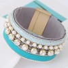 New Trend Metal Gorgeous Flash Diamond Pearl Multilayer Leather Wild Temperament Fashion Magnetic Buckle Bracelet Wholesale Toppinggoods Nhsc225546