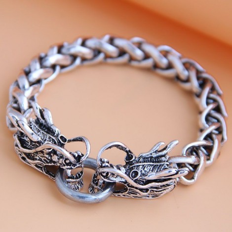 New Fashion Metal Simple Auspicious Dragon Temperament Mens Bracelet Wholesale Toppinggoods Nhsc225550
