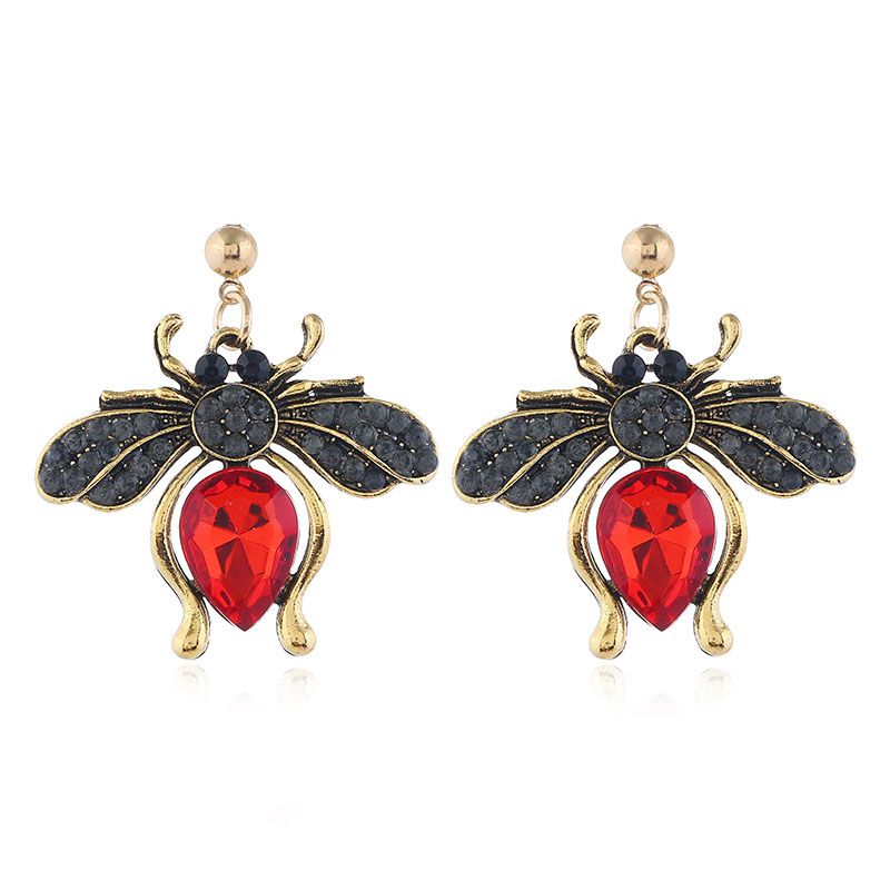 Metal Simple Shine Gemstone Ladybug Fashion Temperament Exaggerated Earrings Wholesale Toppinggoods Nhsc225576