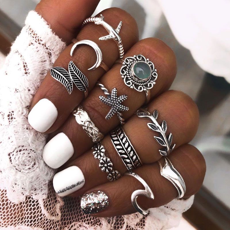 Fashion Metal Simple Meniscus Plane Exaggerated Combination Ring Wholesale Toppinggoods Nhsc228009