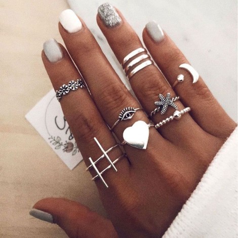 Fashion Metal Simple And Exaggerated Combination Ring Wholesale Toppinggoods Nhsc228010