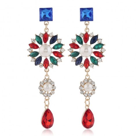 Fashion Metal Flash Diamond Sun Flower Drop Exaggerated Earrings  Wholesale Toppinggoods Nhsc231811