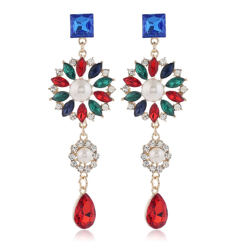 Fashion Metal Flash Diamond Sun Flower Drop Exaggerated Earrings  Wholesale Toppinggoods Nhsc231811