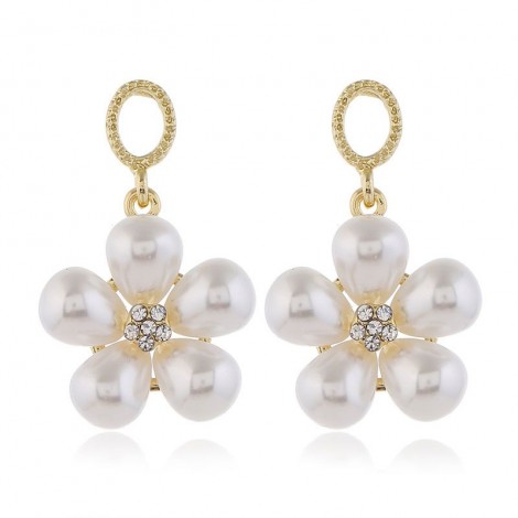 925 Silver Pin High Quality Fashion Metal Pearl Flower Simple Earrings Wholesale Toppinggoods Nhsc231821