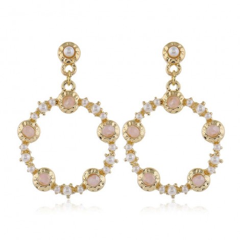 925 Silver Pin High Quality Fashion Metal Crystal Pearl Simple Circle Earrings  Wholesale Toppinggoods Nhsc231826