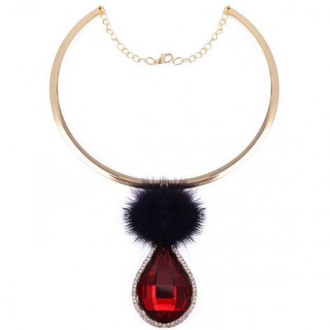 Fashion Metal Hair Ball Waterdrop Gem Collar Wholesale Toppinggoods Nhsc231829