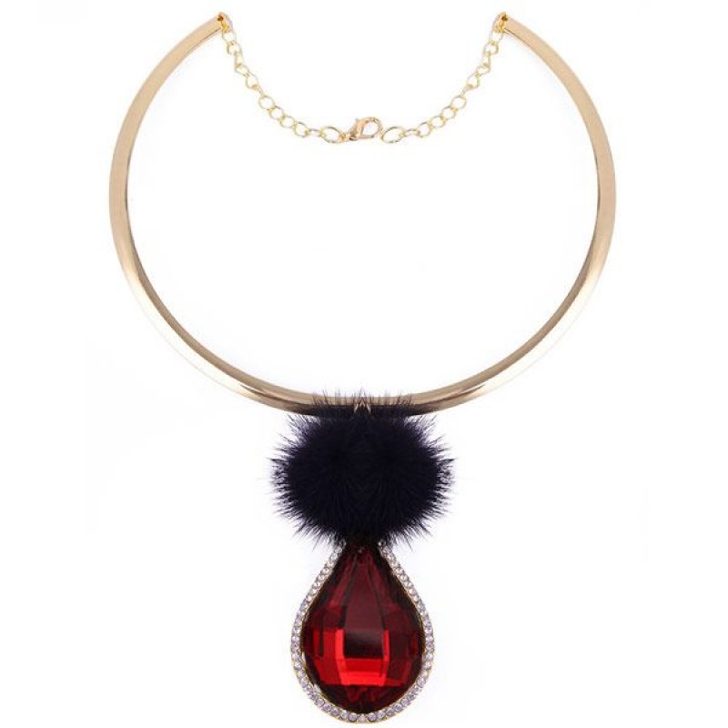 Fashion Metal Hair Ball Waterdrop Gem Collar Wholesale Toppinggoods Nhsc231829