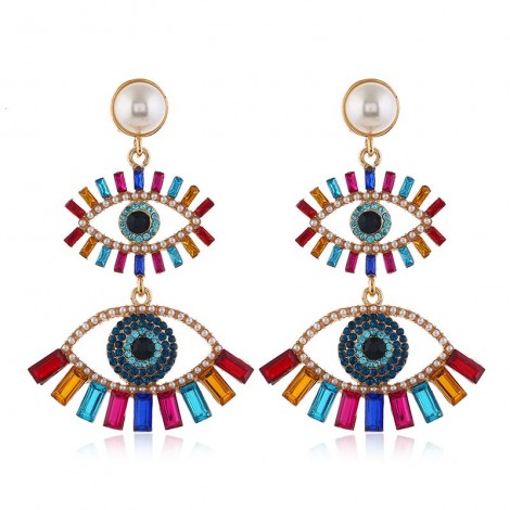 Fashion Metal Shining Devils Eyes Temperament Exaggerated Earrings Wholesale Toppinggoods Nhsc233359