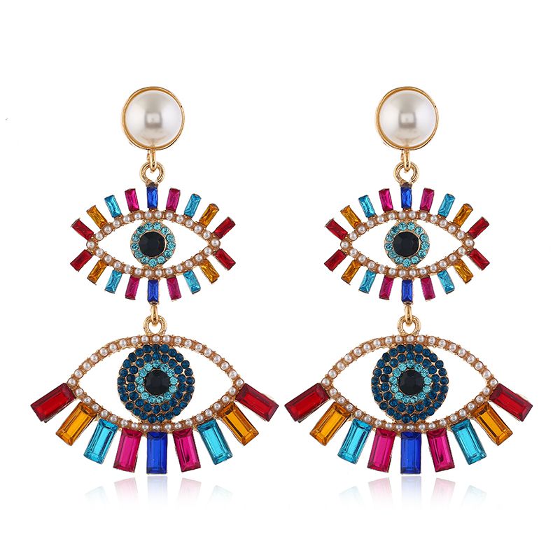 Fashion Metal Shining Devils Eyes Temperament Exaggerated Earrings Wholesale Toppinggoods Nhsc233359