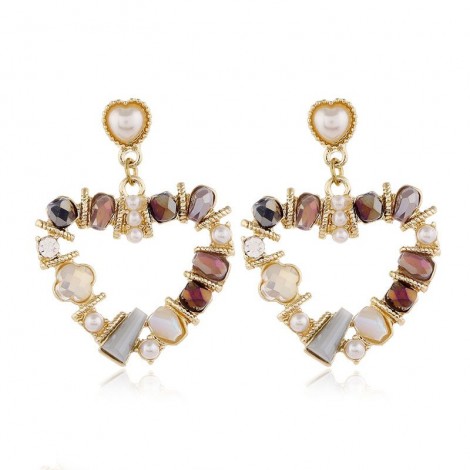 925 Silver Needle Fashion Metal Simple And Versatile Crystal Pearl Peach Heart Earrings Wholesale Toppinggoods Nhsc235968