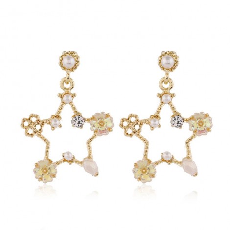 925 Silver Needle Earrings Fashion Simple Crystal Pearl Fivepointed Star Earrings Toppinggoods Nhsc236994