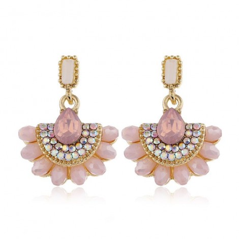925 Silver Needle Earrings Fashion Metal Crystal Ear Accessories Fan Shaped Temperament Stud Earrings For Women Toppinggoods Nhsc236995