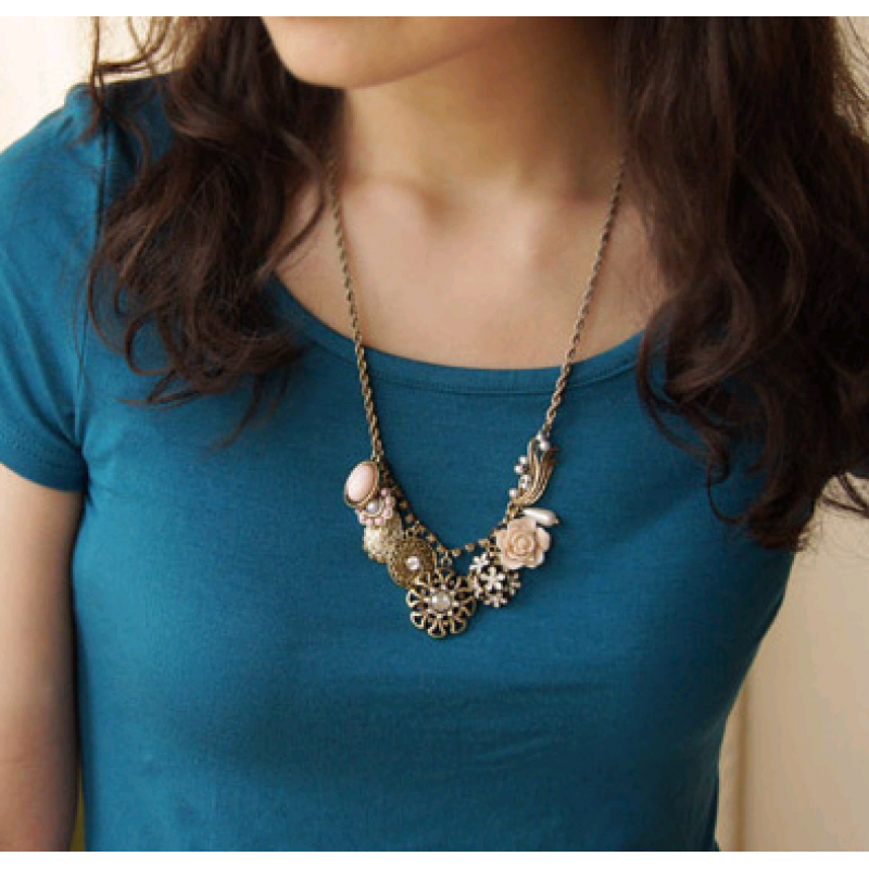 Korean Retro Neck Accessories Blossoming Petal Shape Necklace Wholesale Toppinggoods Nhsc237365