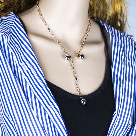 Fashion Metal Simple Double Ball Beads Necklace Wholesale Toppinggoods Nhsc239210
