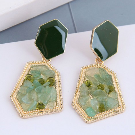 925 Silver Needle Fashion Metal Inlaid Gravel Geometric Shape Alloy Earrings Wholesale Nhsc241900