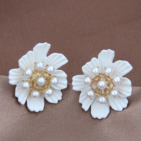 925 Silver Pearl Korean Fashion Sweet Flower Pearl Stud Earrings Wholesale Toppinggoods Nhsc242051