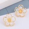 925 Silver Needle  Korean Fashion Sweet Petal Alloy Stud Earrings Nhsc245521