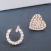 Korean Fashion Sweet Allmatch Flash Diamond Pearl Rivet Love Asymmetric Alloy Stud Earrings Nhsc245522