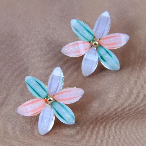 925 Silver Needle Korean Fashion Sweet And Colorful Flower Alloy Earrings Nhsc245525