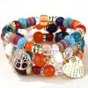 Fashion Trend Concise  Versatile Metal Peach Heart Pendant Candy Beads Multilayer Alloy Bracelet Nhsc245996