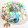Trend Simple Metal Tree Of Life Candy Beads Multilayer Fashion Bracelet Nhsc248191