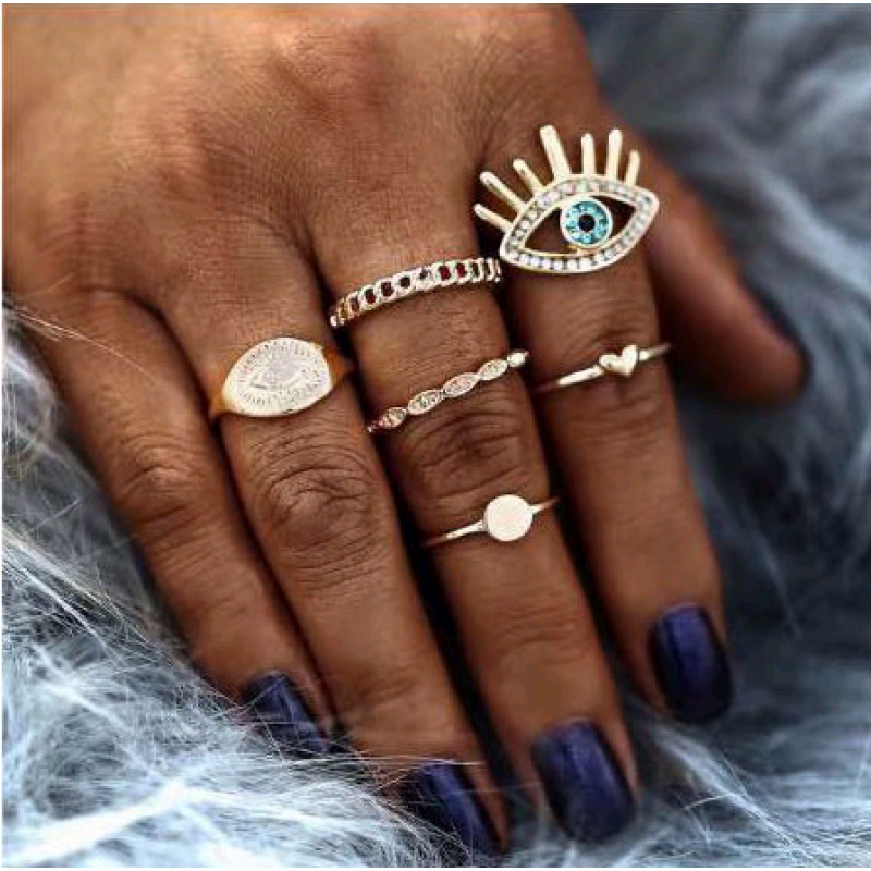 Fashion Concise Devil Eye Sixpiece Combination Alloy Ring Nhsc248192