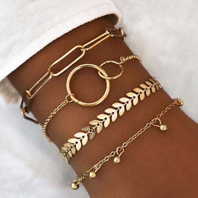 Fashion Metal Wild Small Gold Beads Fourpiece Alloy Bracelet Nhsc248195