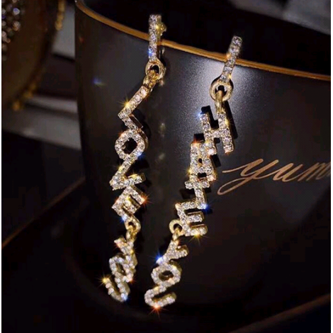 Fashion Metal Flashing Diamond Letter  Exaggerated Earrings Nhsc249456