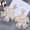 925 Silver Pearl Fashion Metal Crystal Ice Flower Exaggerated Stud Earrings Wholesale Nhsc249972