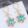 Korean Fashion Metal Simple Diamond Flower Alloy Stud Earrings For Women Nhsc251977